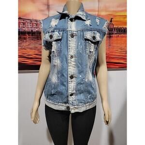 Rolling Paper NY Jeans Denim Size L Women's Vest Jacket Blue #W8